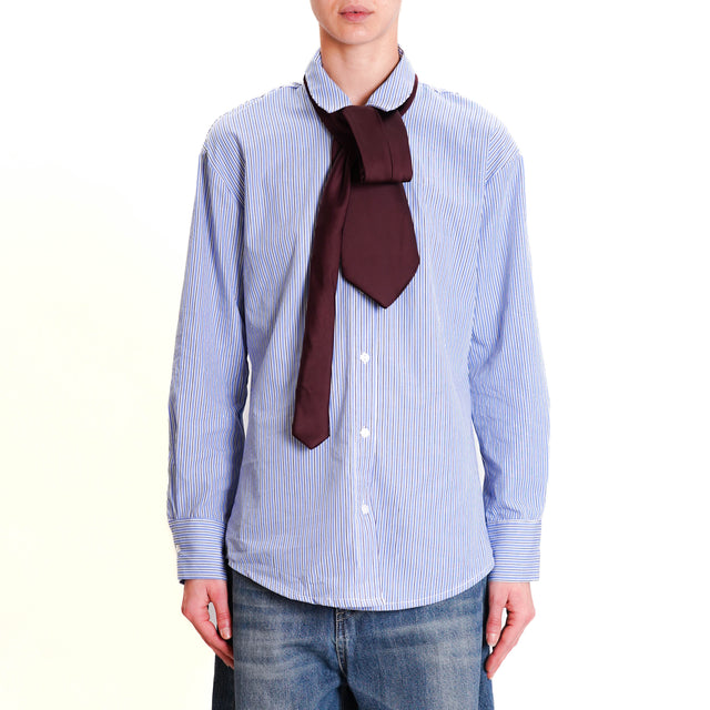 Tension in-Shirt stripes with tie - light blue/white/burgundy