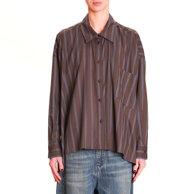 Tension in-Shirt oversized stripes - dark brown/light blue/purple