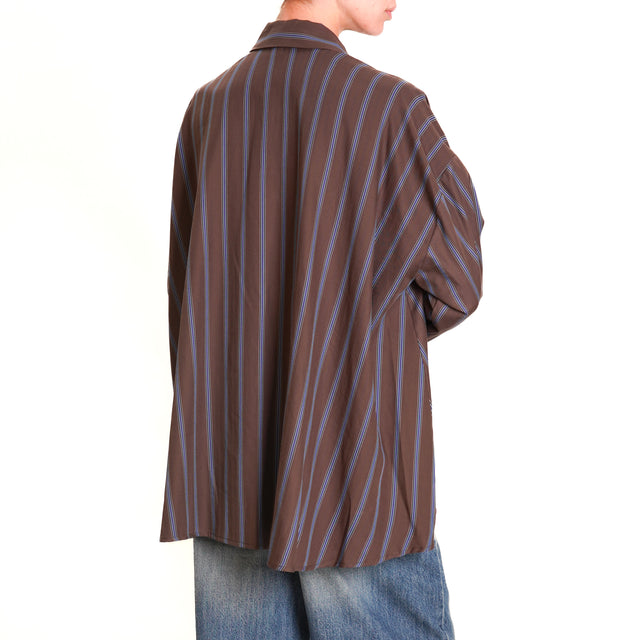 Tension in-Shirt oversized stripes - dark brown/light blue/purple