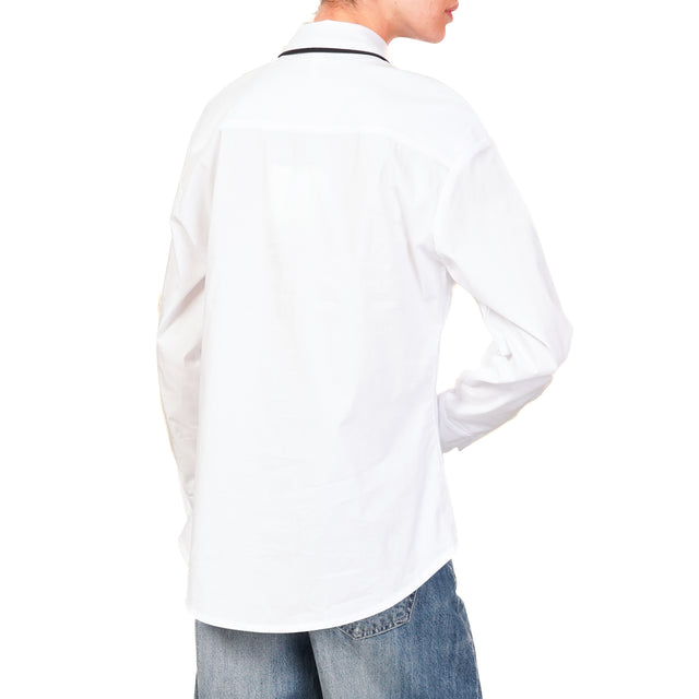 Tensione in-Camicia cotone con cravatta - bianco