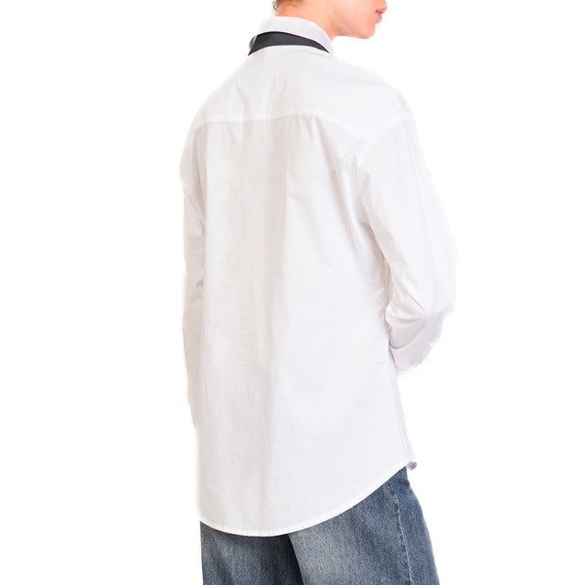 Tensione in-Camicia cotone con cravatta - bianco/nero