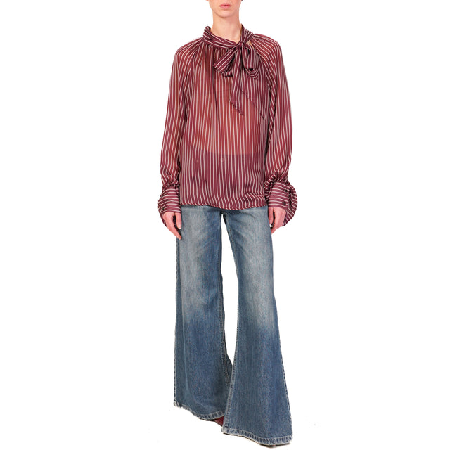 Tensione in-Blusa mussola righe - bordeaux/panna