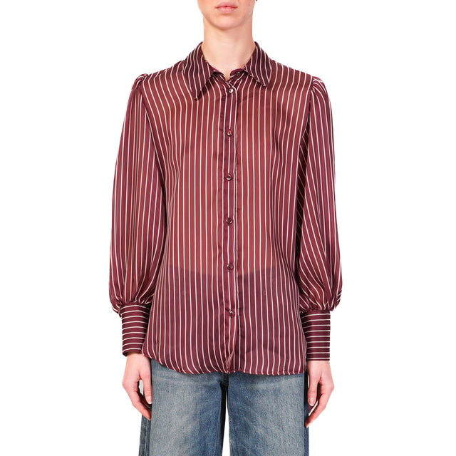 Tensione in-Camicia mussola righe - bordeaux/panna