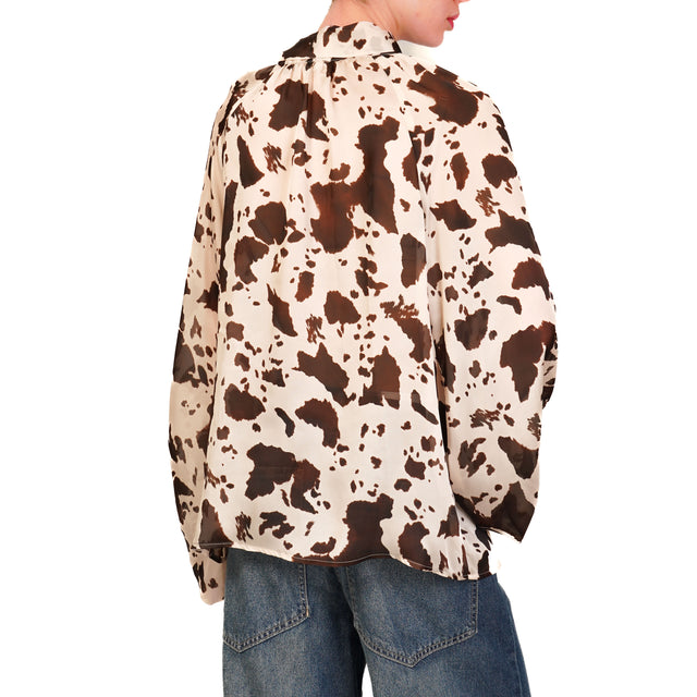 Tensione in-Camicia cow print con fiocco - beige/moro