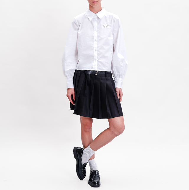 Tension in-Pleated Mini Skirt with Belt - Black