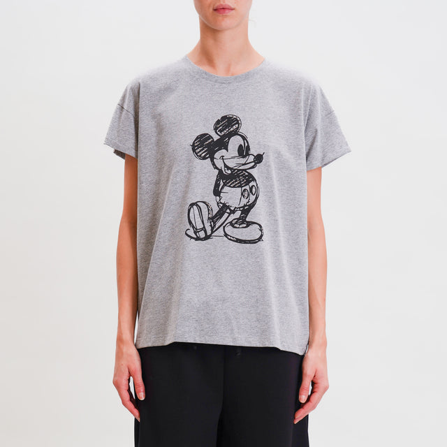 Tensione in-T-shirt Topolino con strass - grigio