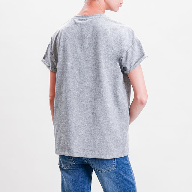 Tensione in-T-shirt N5 dettaglio perle - grigio