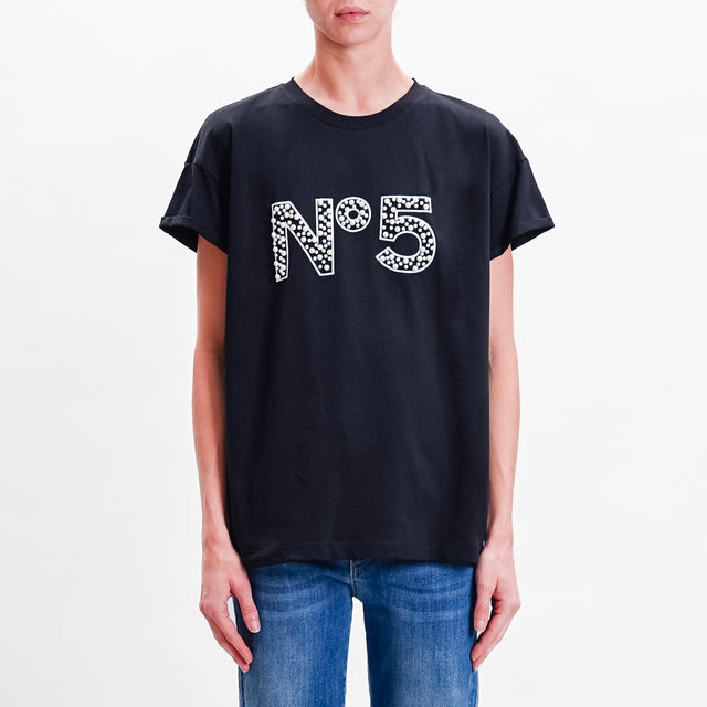 Tensione in-T-shirt N5 dettaglio perle - nero