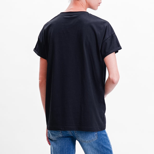 Tensione in-T-shirt N5 dettaglio perle - nero