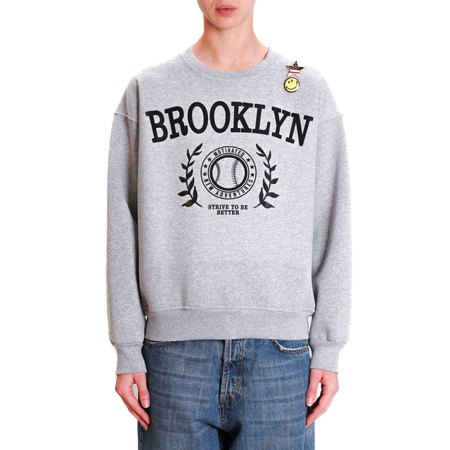 Tensione in-Felpa brooklyn con spilla - grigio melange/nero