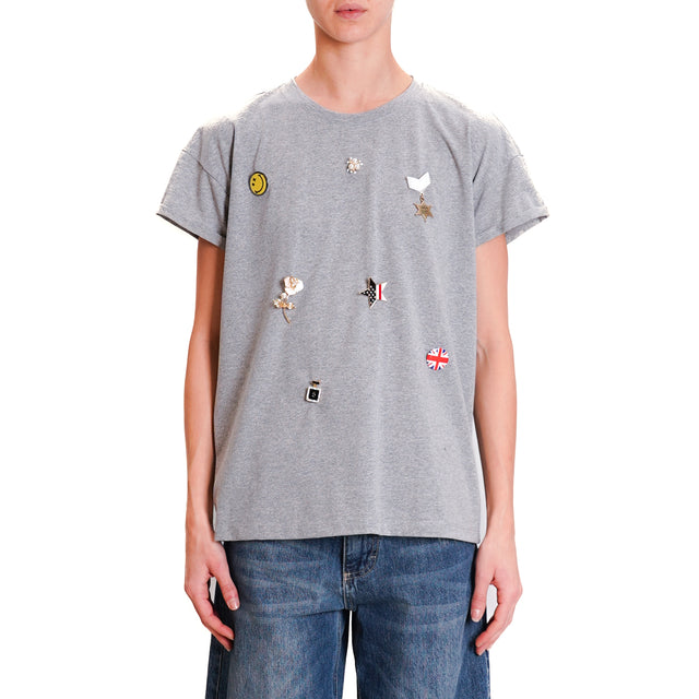 Tension in-T-shirt with pins - grey