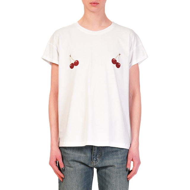 Tensione in-T-shirt stampa cherry - bianco