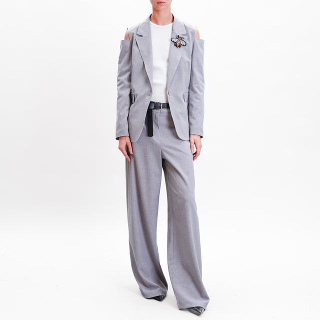 Tensione in-Pantalone palazzo con cintura - grigio chiaro