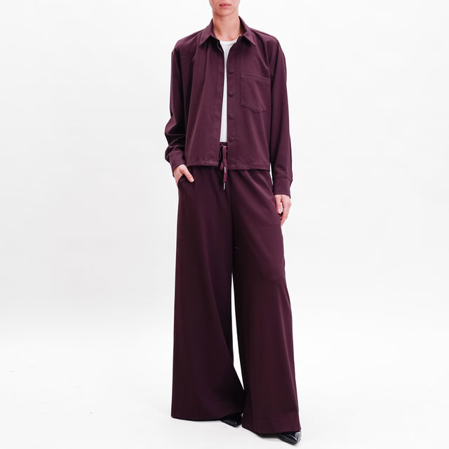 Tensione in-Pantalone palazzo con coulisse - vino