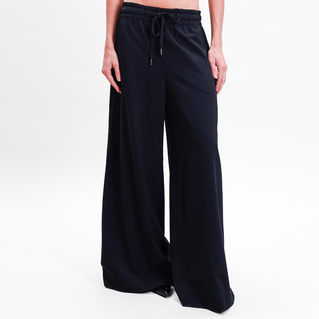 Tensione in-Pantalone palazzo con coulisse - nero