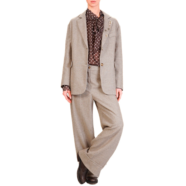 Tensione in-Pantalone con risvoloto - beige