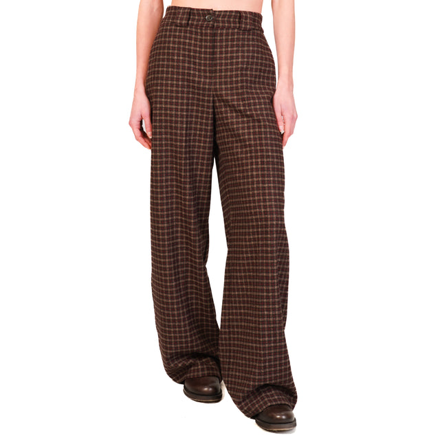 Tensione in-Pantalone palazzo quadri - beige/moro/bordeaux