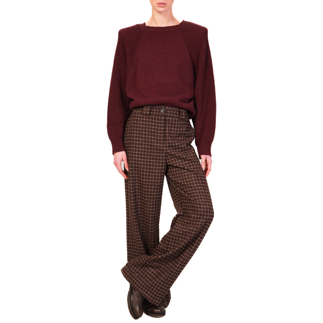 Tensione in-Pantalone palazzo quadri - beige/moro/bordeaux