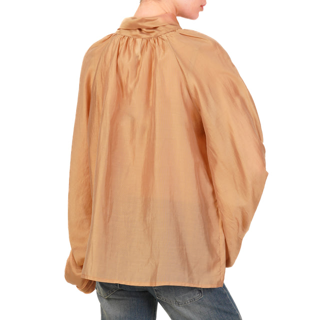 Tensione in-Camicia mussola manica palloncino - caramel