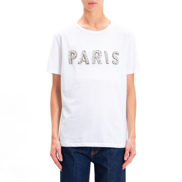 Tensione in-T-shirt paris con strass - bianco