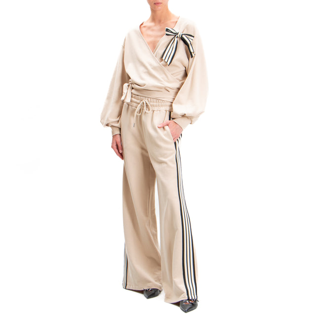 Tension in-Pantalone side band with elastic - beige