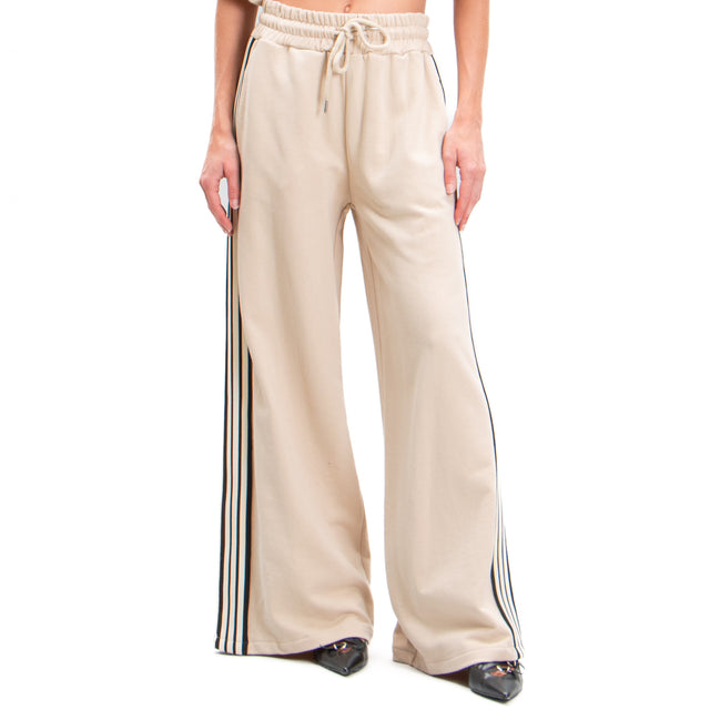 Tension in-Pantalone side band with elastic - beige