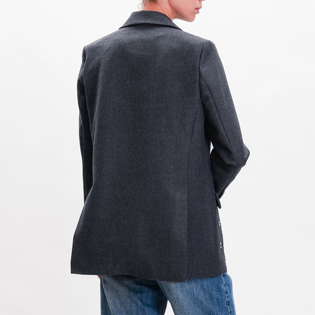 Tension in-Jacket 2 buttons with applications - grey