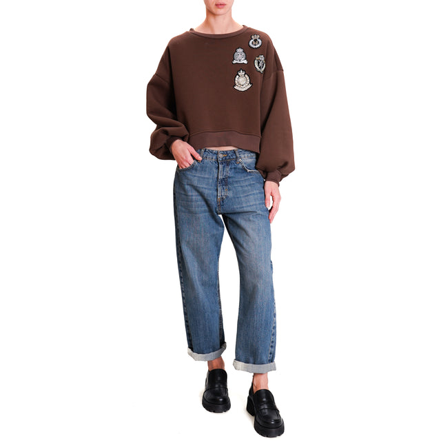 Tension in-Crop sweatshirt with patch- moro