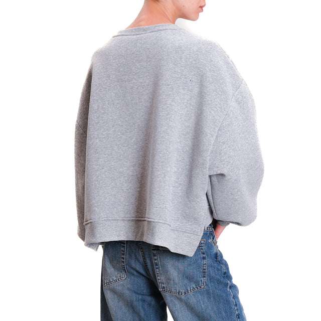 Tensione in-Felpa crop con patch- grigio