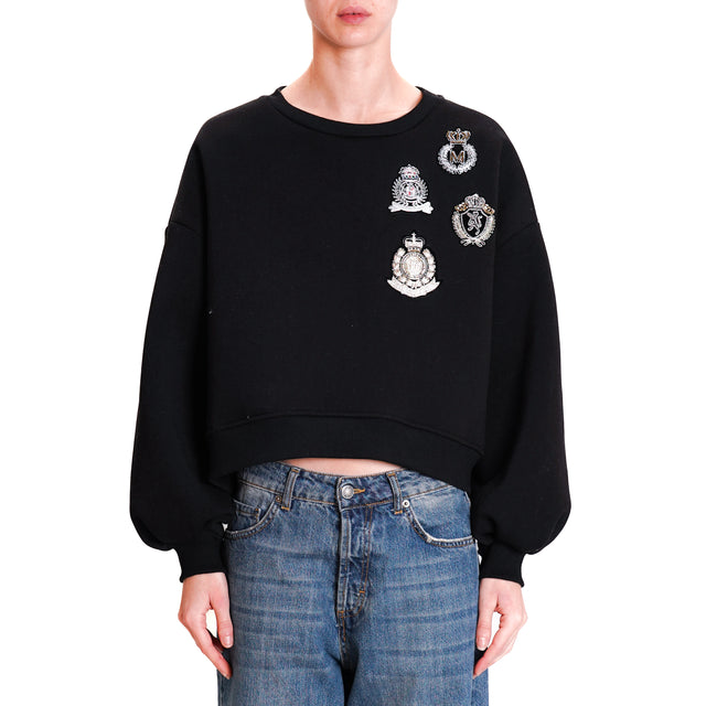 Tensione in-Felpa crop con patch- nero