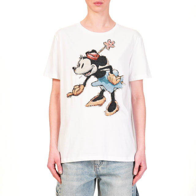 Tensione in-T-shirt patch topolino - bianco