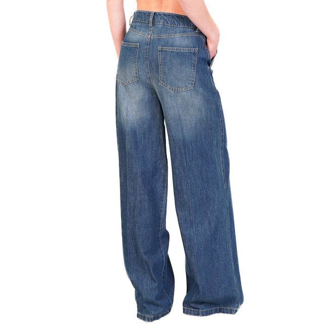 Tensione in-Jeans DORA wide leg con charm - denim