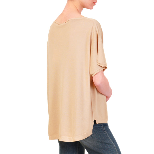 Tensione in-Maglia smanicata spacchi laterali - beige