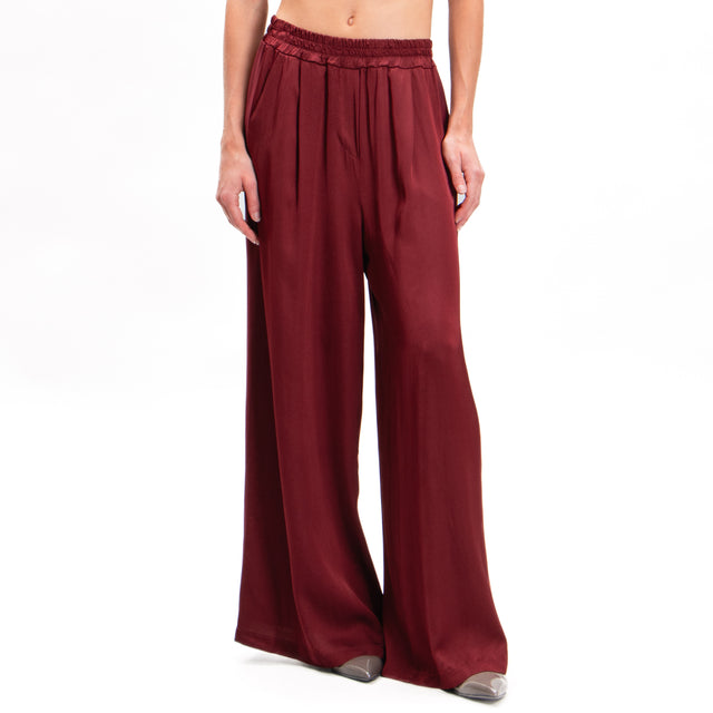 Tensione in-Pantalone in satin elastico in vita - rouge