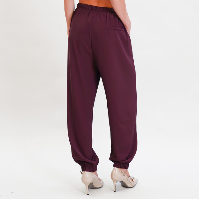 Tensione in-Pantalone tessuto fluido - vino