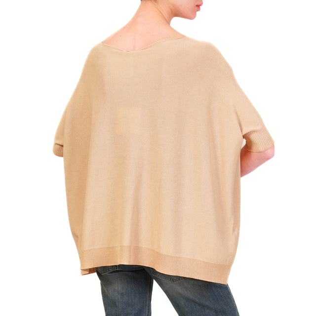 Tensione in-Maglia oversize scollo barca - beige