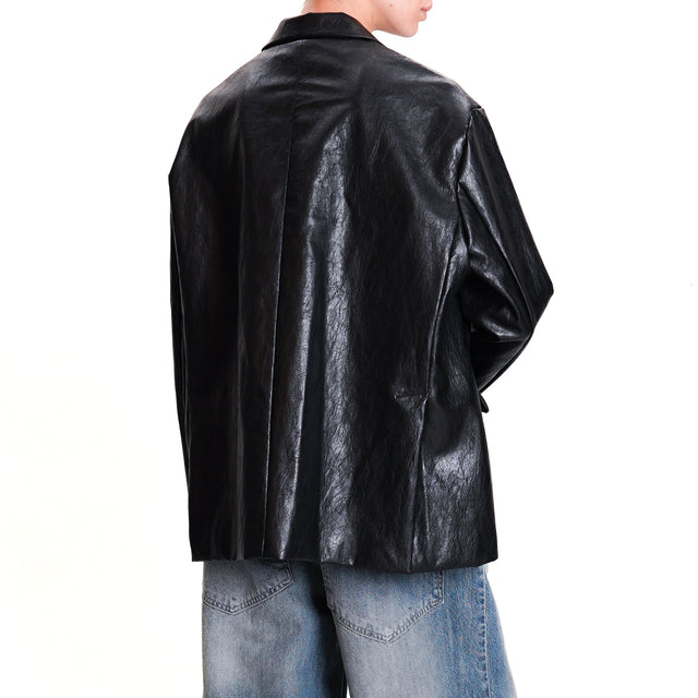 Tension in-Oversized faux leather jacket - black