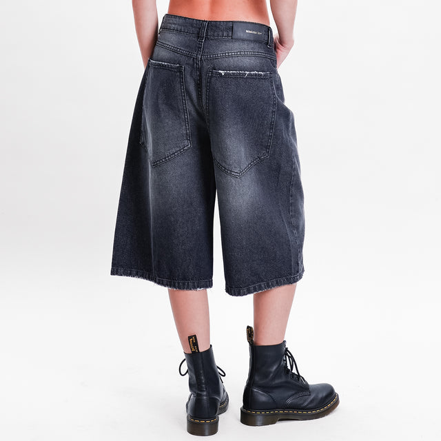 Tension in-Bermuda GIUSI in frayed jeans - black denim