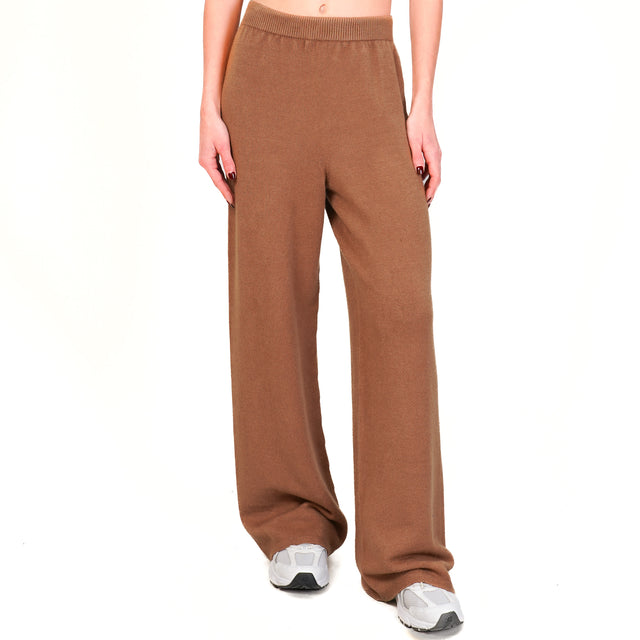 Tensione in-Pantalone in maglia con elastico - camel