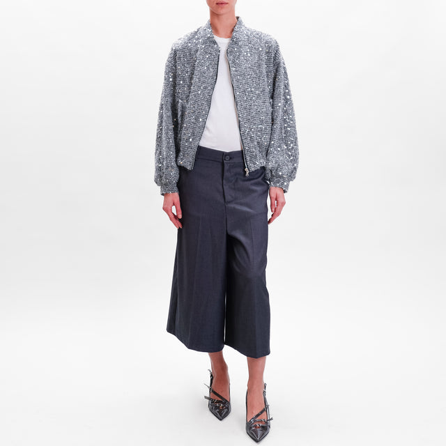 Tensione in-Bomber lurex con paillettes - silver/nero