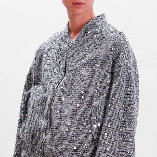 Tensione in-Bomber lurex con paillettes - silver/nero