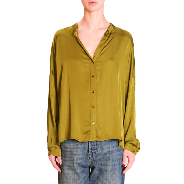 Tension in-Shirt Korean collar gold buttons - oil