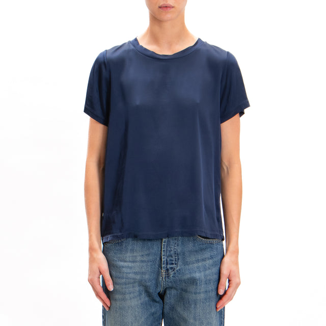 Tensione in-Blusa mezza manica in satin elasticizzato - blu