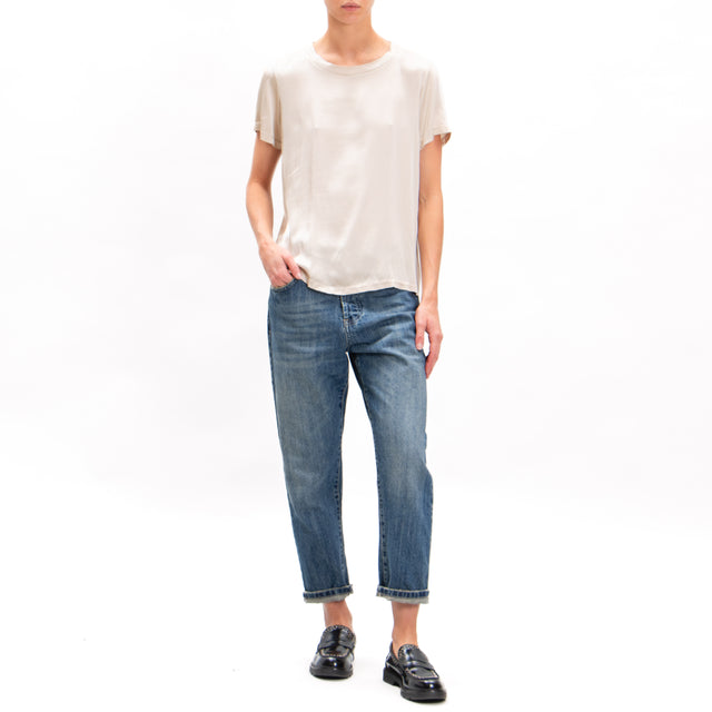 Tensione in-Blusa mezza manica in satin elasticizzato - sand