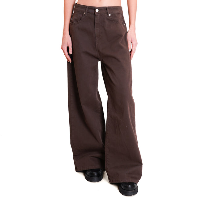 Tension in-Pantalone GIUSI wide leg - dark brown