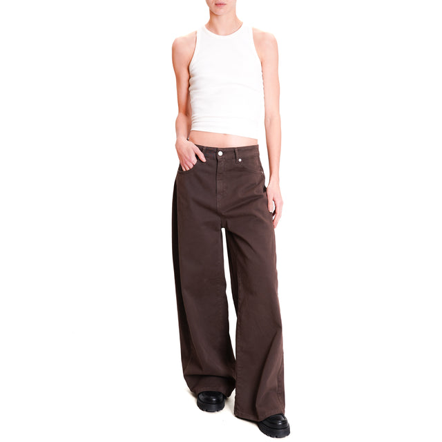 Tension in-Pantalone GIUSI wide leg - dark brown