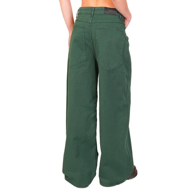 Tensione in-Pantalone GIUSI wide leg - verde bosco