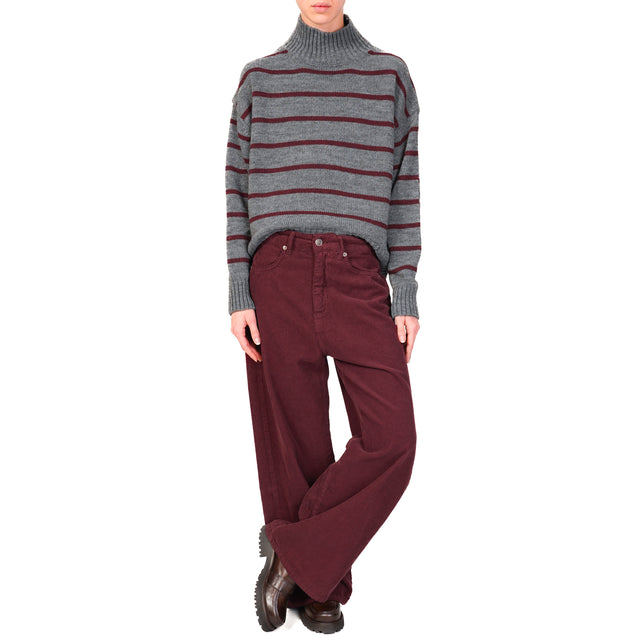 Tensione in-Pantalone GIUSI velluto superpocket - Bordeaux