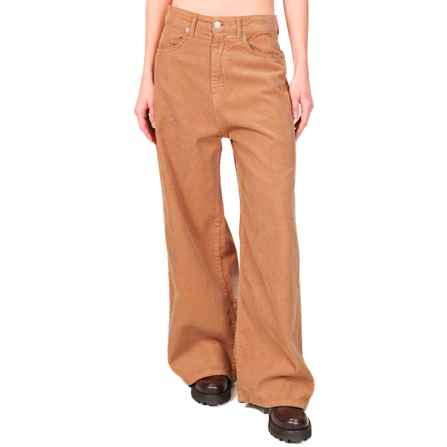 Tensione in-Pantalone GIUSI velluto superpocket - camel