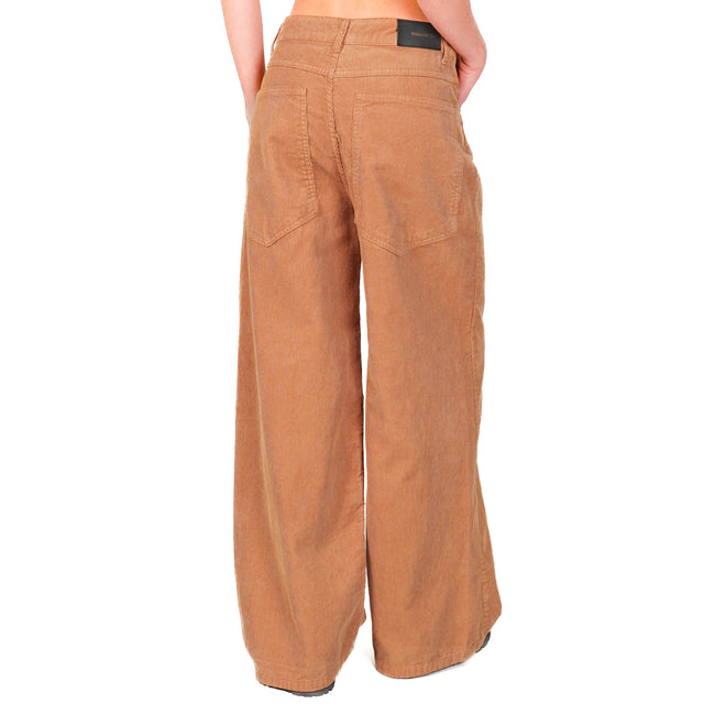 Tensione in-Pantalone GIUSI velluto superpocket - camel